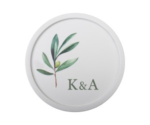 Κεραμικό Σουβέρ Φύλλο Ελίας με Αρχικά 11εκ.